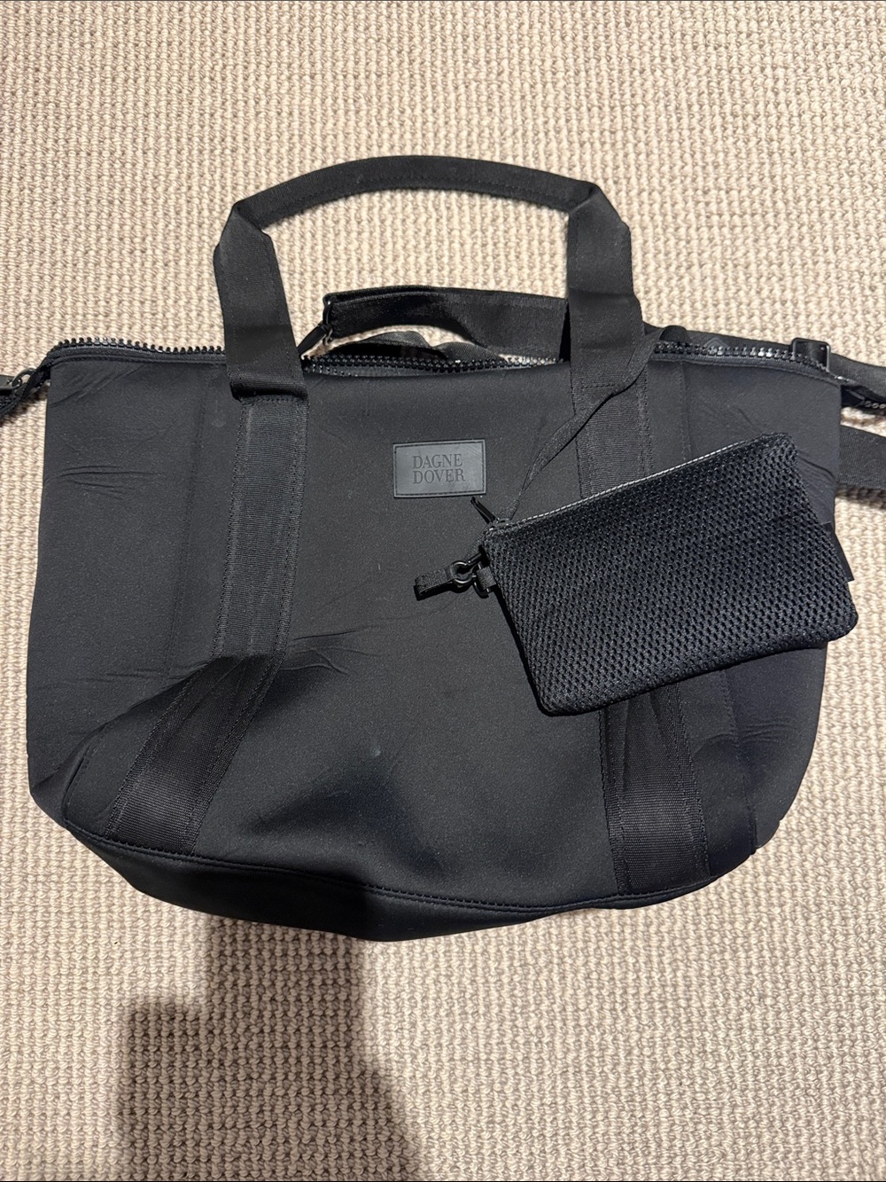 Dagne Dover Black Laptop Tote with Detachable Mesh Pouch